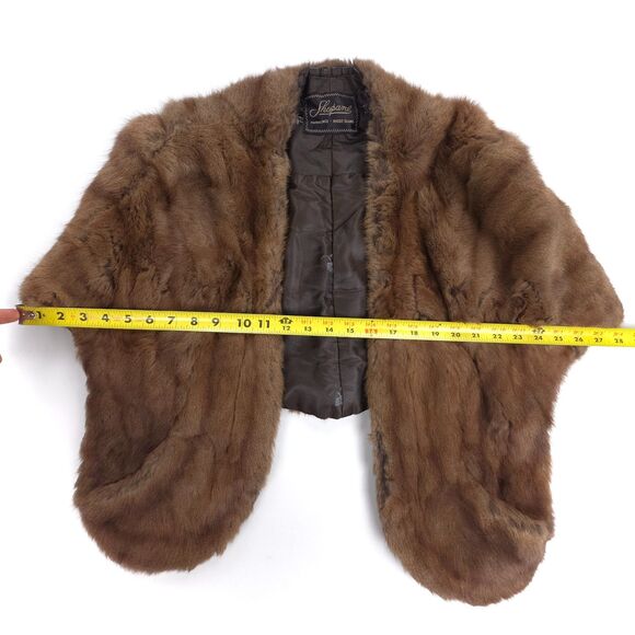 VINTAGE Genuine Fur Shrug Cardigan Bolero Wrap 90s Y2k Ballet Soft Girl Coquette - Picture 4 of 6